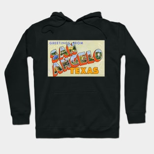 Greetings from San Angelo Texas, Vintage Large Letter Postcard Hoodie